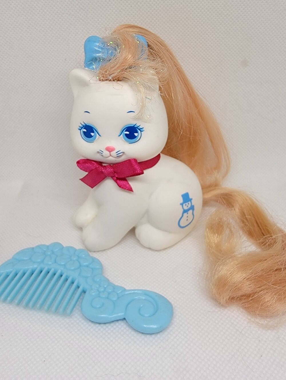 VINTAGE 1989 Mattel Little Pretty Kitty - FROSTA w/ Original Comb + Repro Ribbon